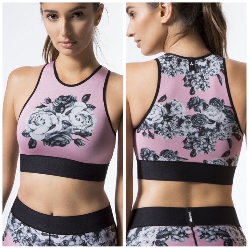 Ultracor The Asltitude Silk Posey Print Crop Top Support Sport Bra XS NEW